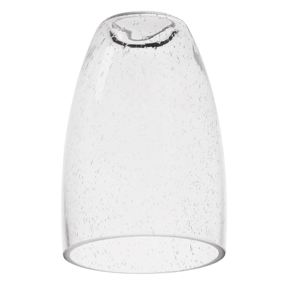 PRIVATE BRAND UNBRANDED 7.3 in. Clear Seeded Glass Elongated Oval Shaped Replacement Pendant Shade with 2.25 in. Lip Fitter (4)