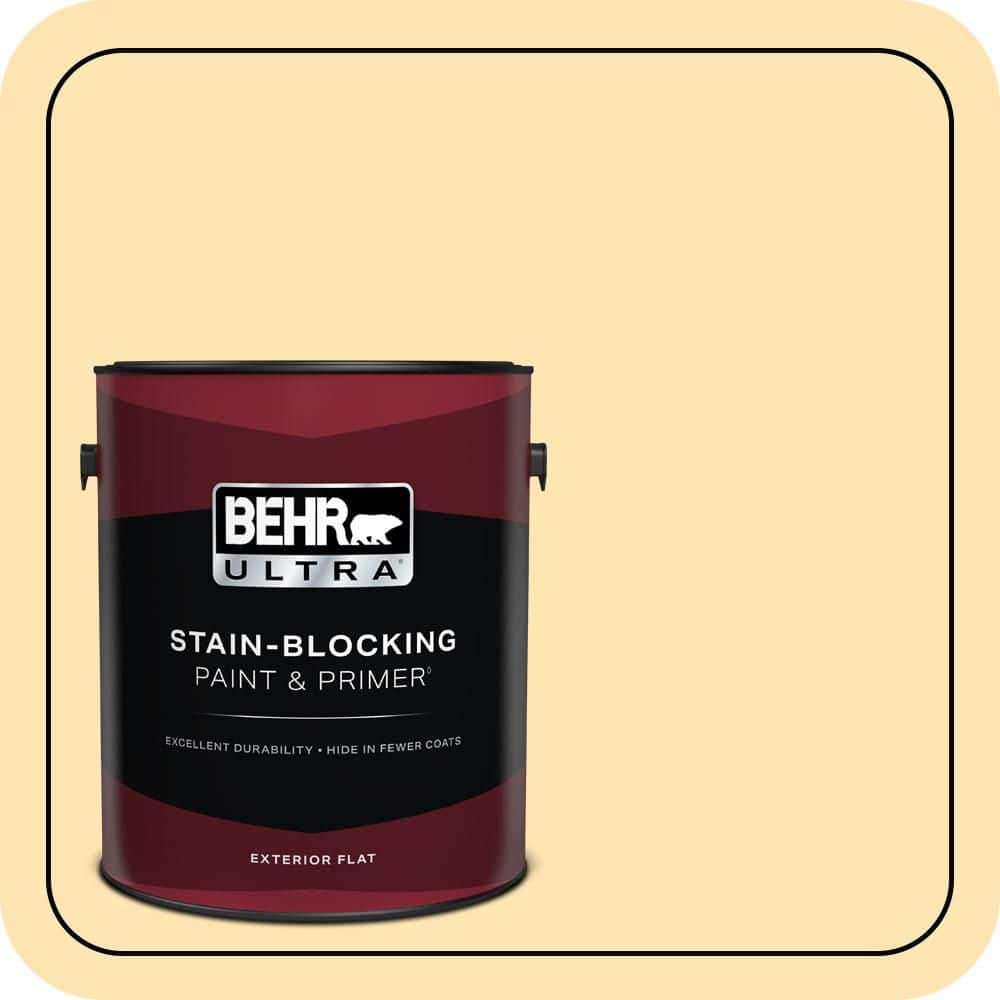 BEHR ULTRA 1 gal. #P260-3 Vanilla Ice Cream Flat Exterior Paint & Primer