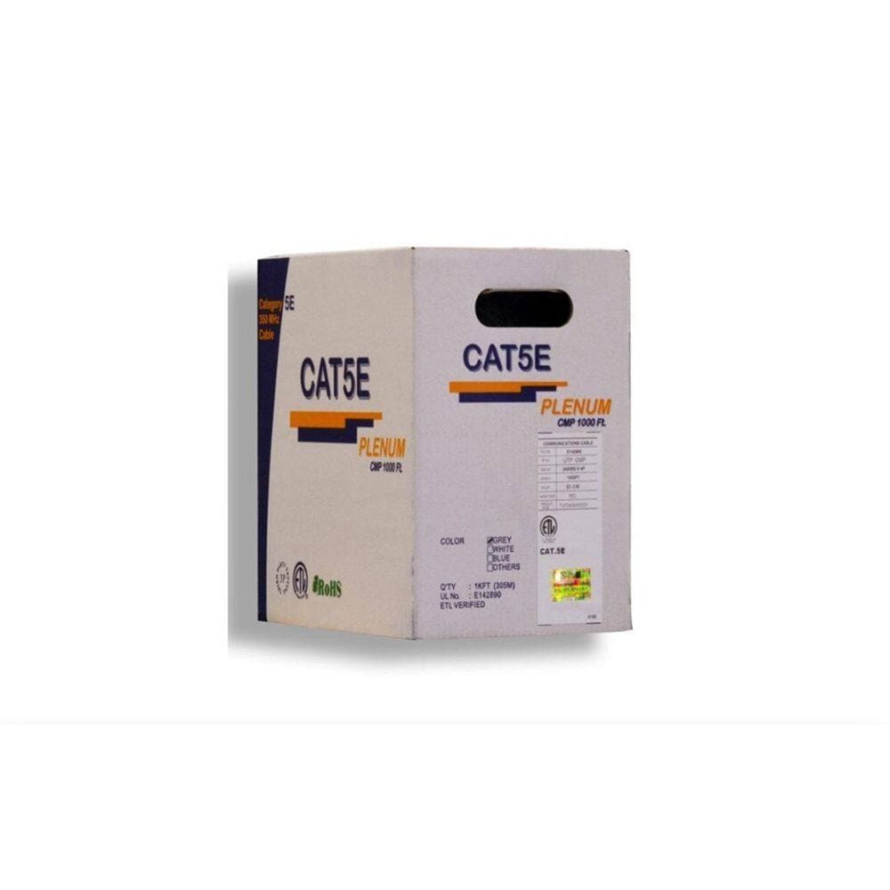Micro Connectors, Inc CAT 5E 1000 ft. Gray 24AWG / 8-Conductors Solid Copper UTP CMP Data Cable Plenum Ethernet Bulk (3)