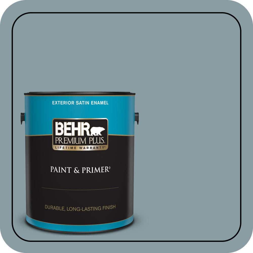 BEHR PREMIUM PLUS 1 gal. #540F-4 Shale Gray Satin Enamel Exterior Paint & Primer
