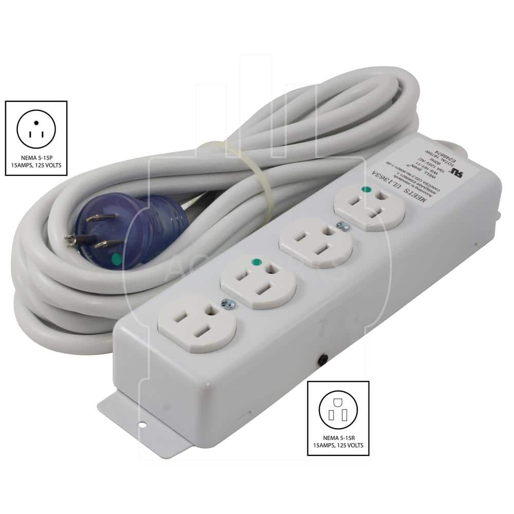 AC WORKS 15FT 15A 14/3 Medical/Hospital Grade Power Strip with 4 Outlets (2)