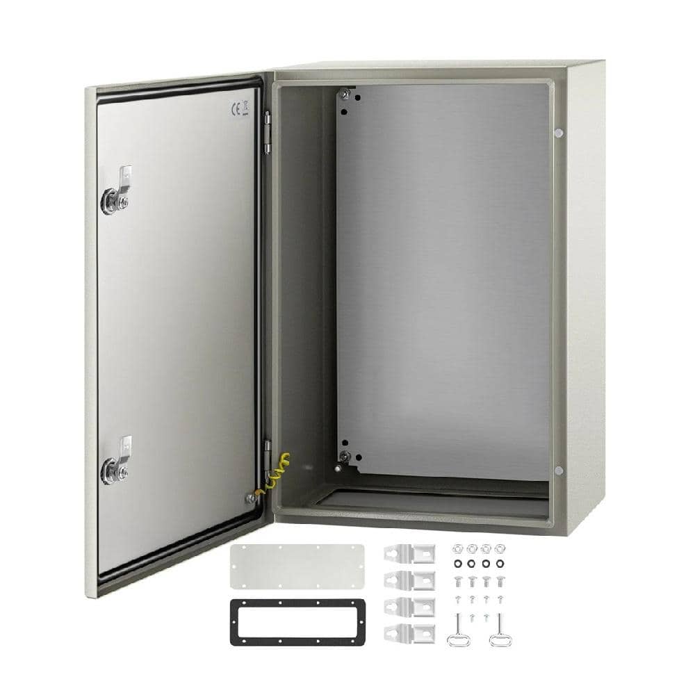 Unbranded 10 in. x 16 in. x 24 in. Steel Gray Nema 4X IP66 Electrical Enclosure with Mounting Plate, Reinforced Lock and Hinge