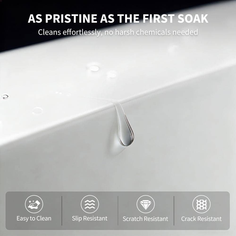 Fieeay 47 in. x 25 in. Compact Stone Resin Bathtub, Freestanding Solid Surface Soaking Bathtub with Overflow in Matte White (2)
