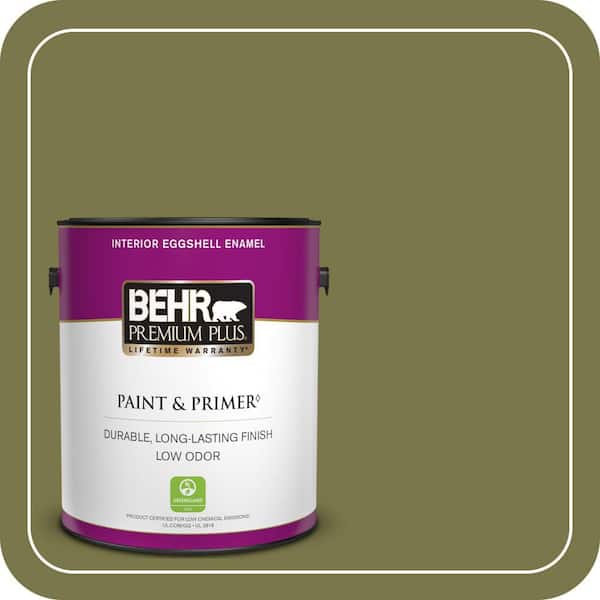 BEHR PREMIUM PLUS 1 gal. #S340-7A Garnish Eggshell Enamel Low Odor Interior Paint & Primer (2)