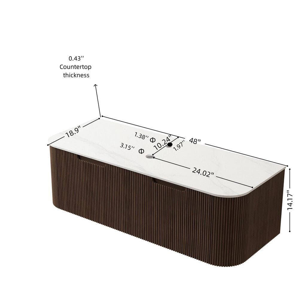 Buruis 48 in. Bath Vanity Cabinet without Top in Brown with 2 Drawers, Basin, Faucet and Sink Not Included (2)