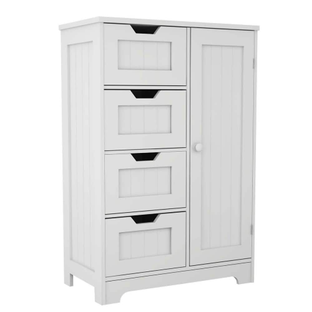 Unbranded 22.50 in. W x 11.81 in. D x 32.68 in. H White Bathroom Linen Cabinet Freestanding Storage Cabinet with 4-Drawers 1-Door