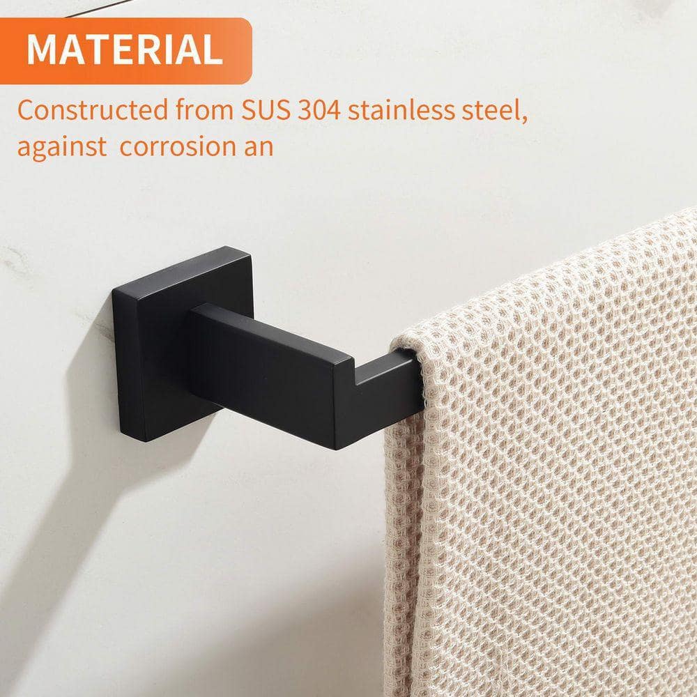 Aurora Decor Foris 5-Piece Bath Hardware with Towel Bar*1, Hand Towel Holder*1, Toilet Paper Holder*1, Towel Hook*2 (3)