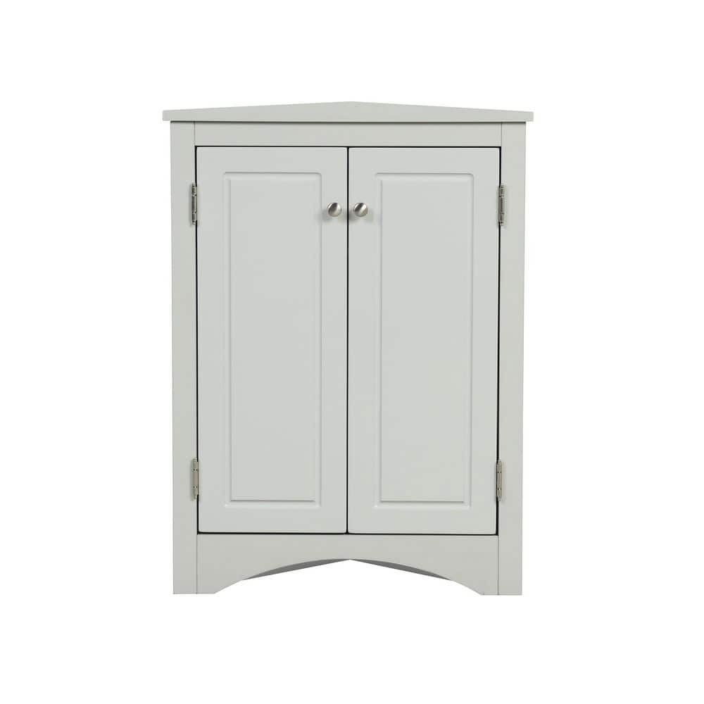YSQCAR 23.6 in. W x 17.2 in. D x 31.5 in. H Gray MDF Freestanding Triangle Linen Cabinet with Door, Adjustable Shelf (1)