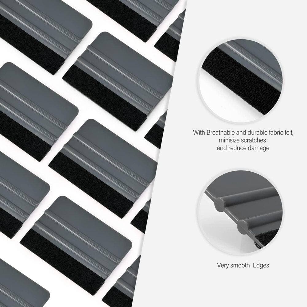 xinyoec 20-Pack Vinyl Squeegee with 20-Piece Felt Fabric, Applicator Tools, Wallpaper Smooth Tool, Black and Gray (3)
