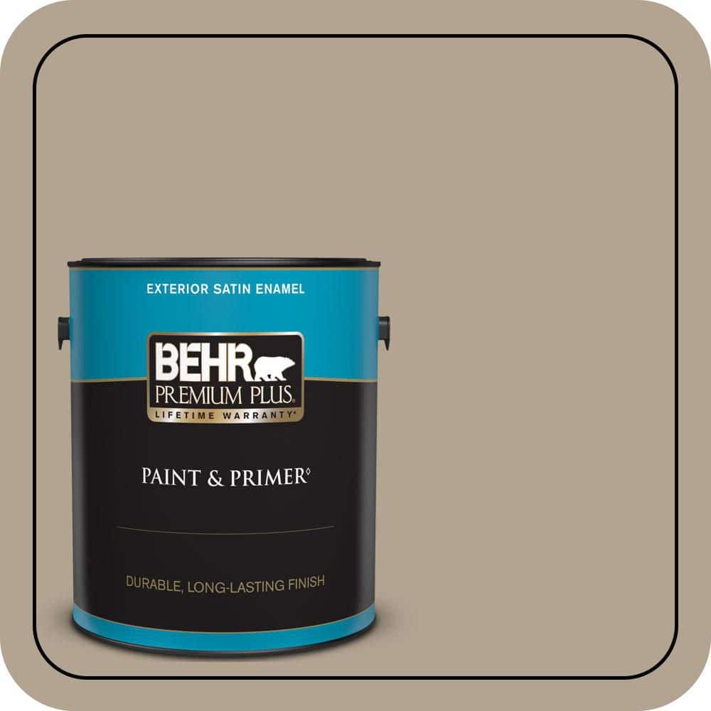 BEHR PREMIUM PLUS 1 gal. #T11-7 Fretwire Satin Enamel Exterior Paint & Primer