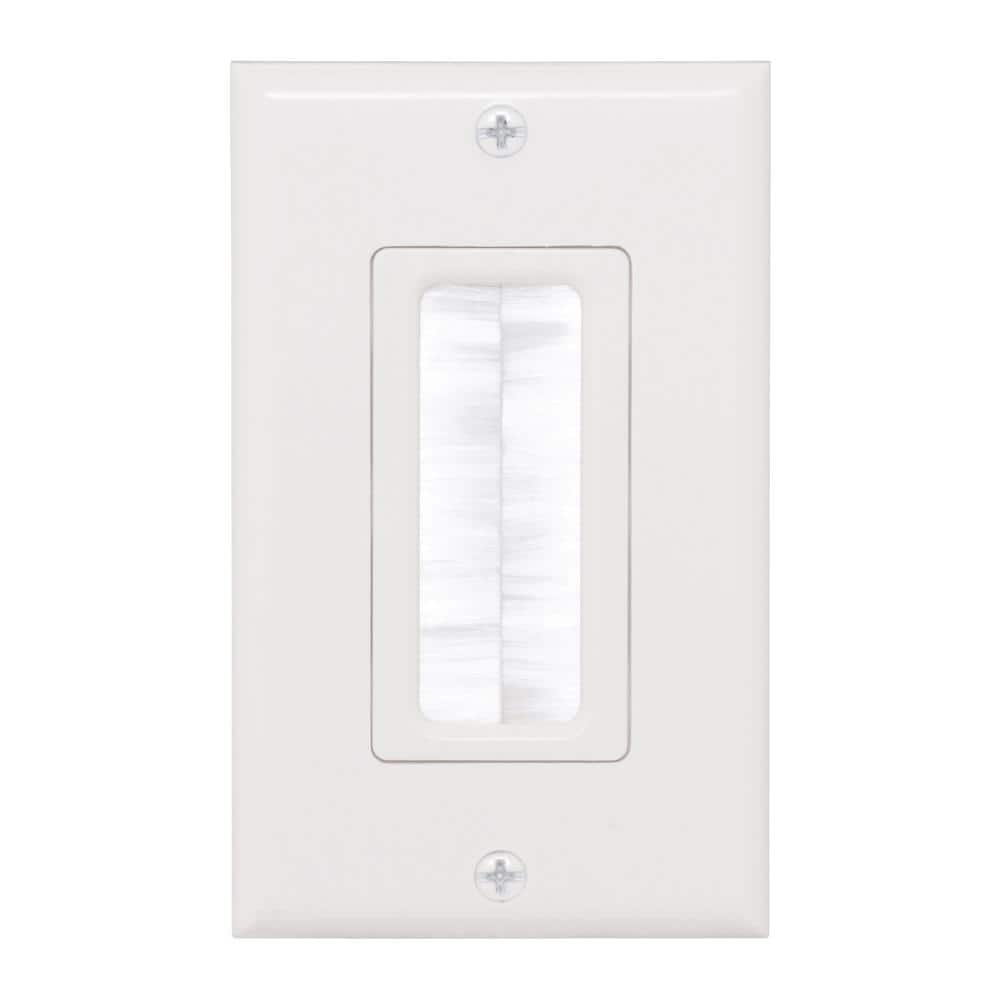 Commercial Electric 1-Gang Brush Plastic Wall Plate, White (2)