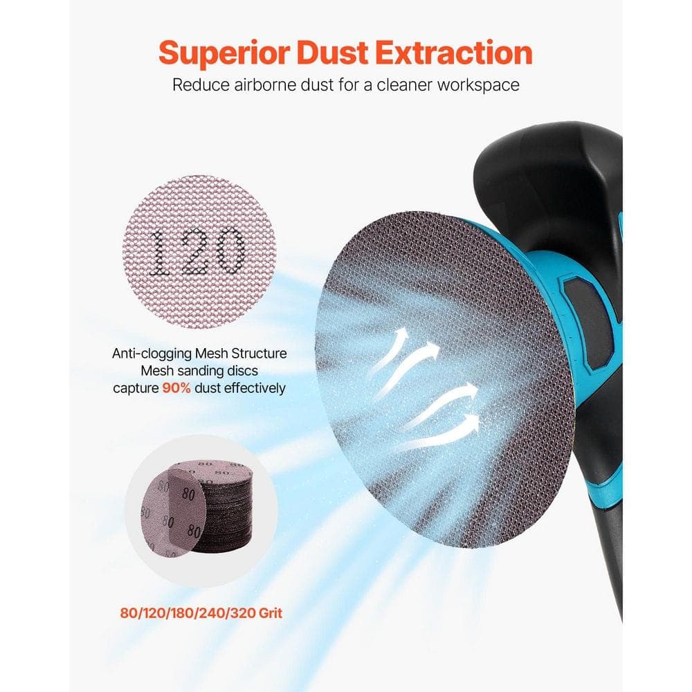 VEVOR 5 in. Mesh Abrasive Sanding Discs 50PCS, Grit 80/120/180/240/320 Anti-Clogging Ceramic Mesh Sandpapers, 2025 Update (2)