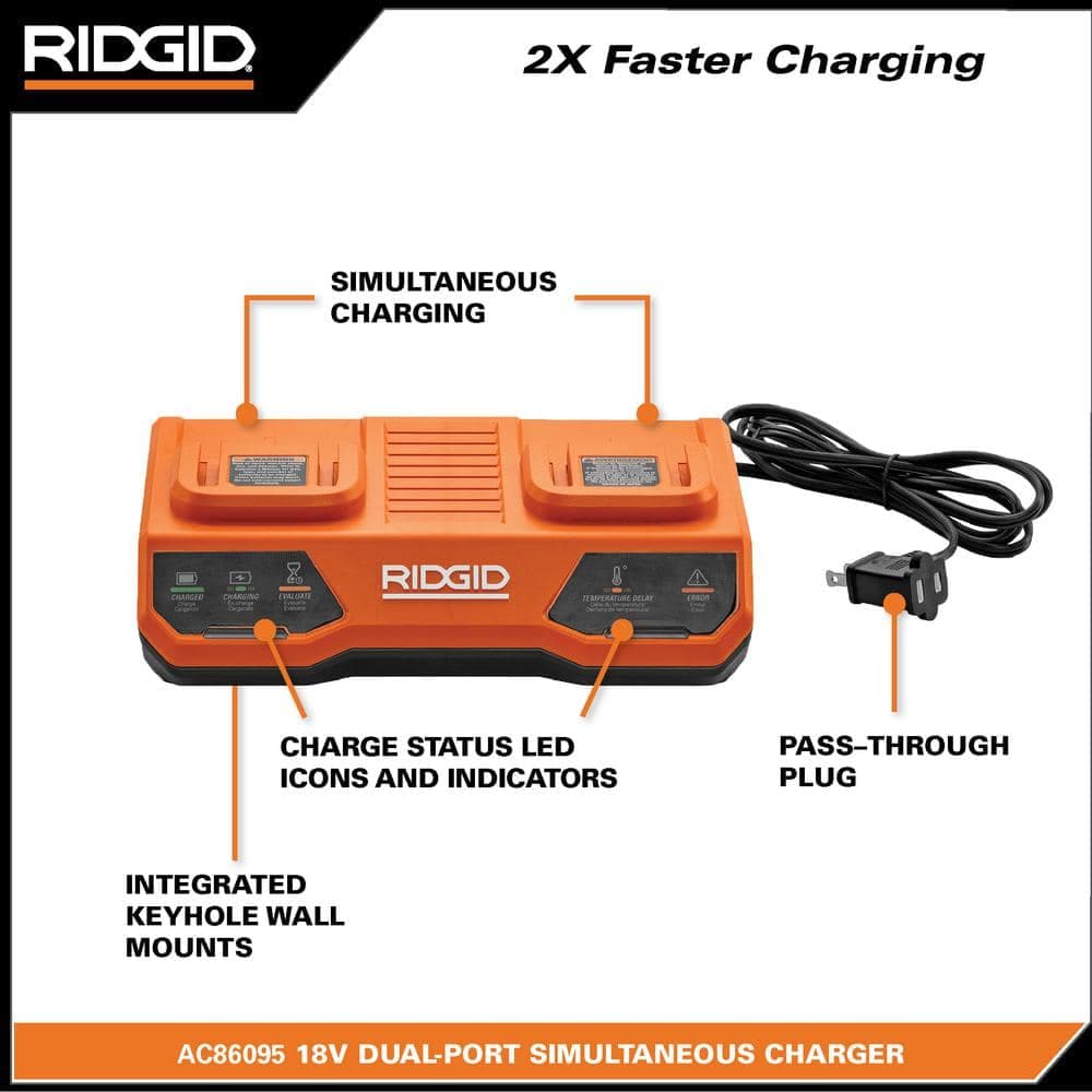 RIDGID 18V Dual Port Simultaneous Charger (3)