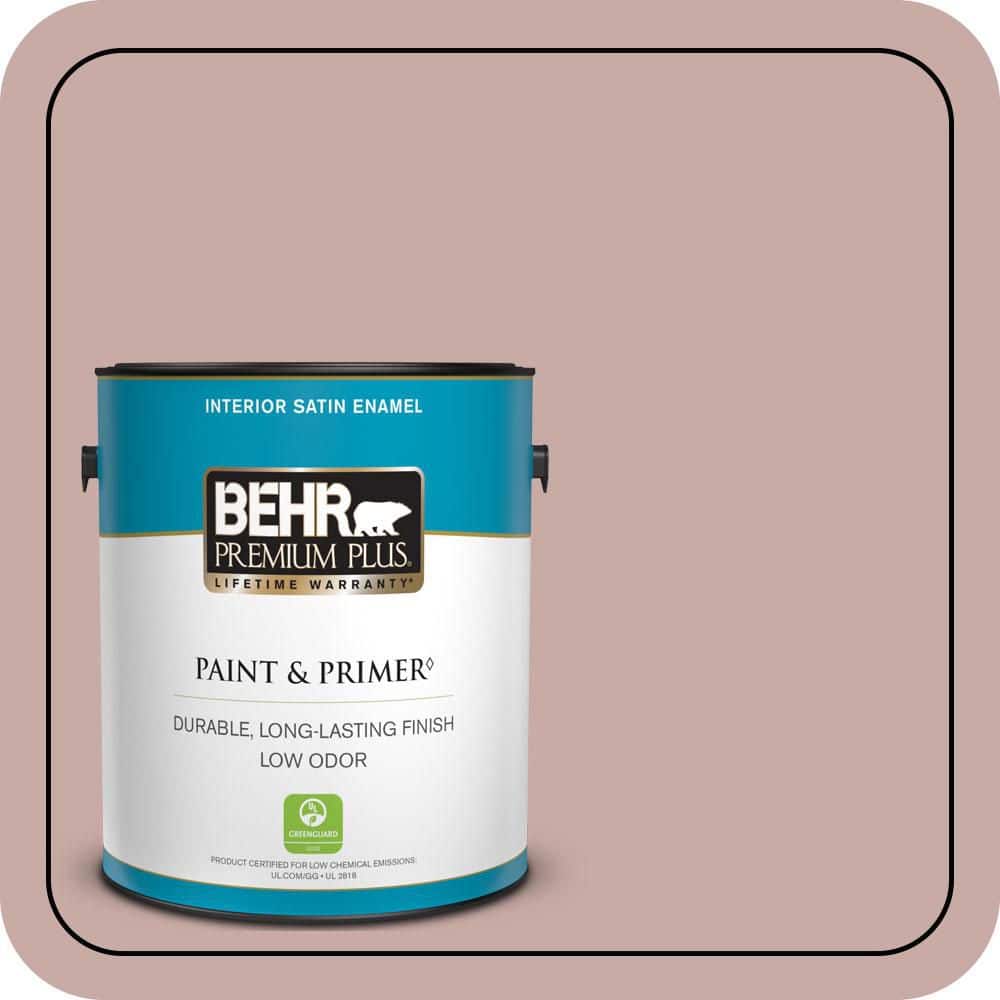 BEHR PREMIUM PLUS 1 gal. #700A-3 Pottery Clay Satin Enamel Low Odor Interior Paint & Primer