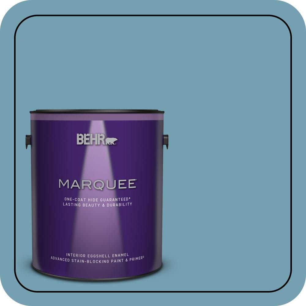 BEHR MARQUEE 1 gal. #S480-4 Saga Blue One-Coat Hide Eggshell Enamel Interior Paint & Primer (1)