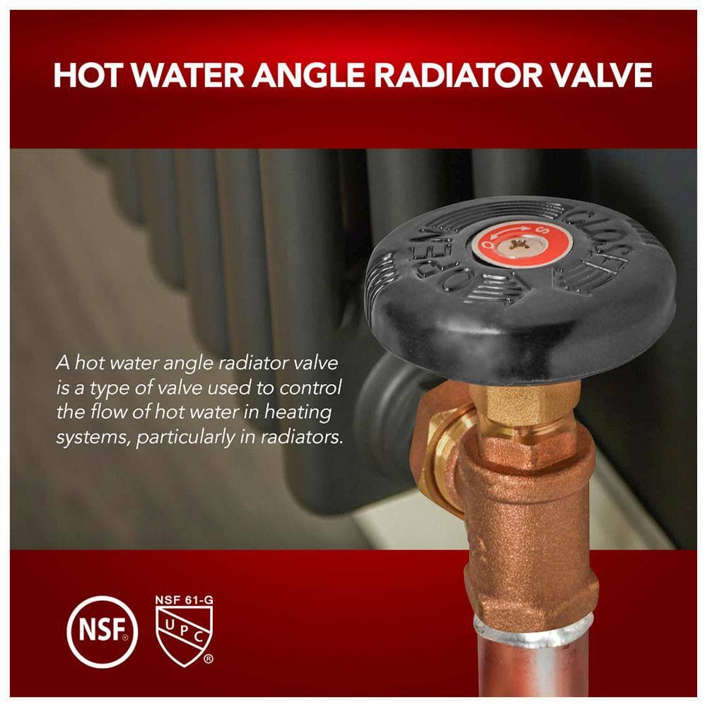PLUMBFLEX 1 in. Brass Hot Water Angle Radiator Valve Sweat x Male Union, with Molded Thermal Plastic Handle (3)