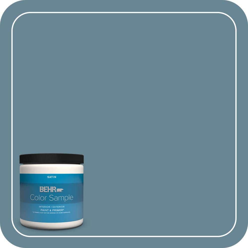 BEHR PREMIUM PLUS 8 oz. #MQ5-60 South Pacific Satin Enamel Interior/Exterior Paint & Primer Color Sample