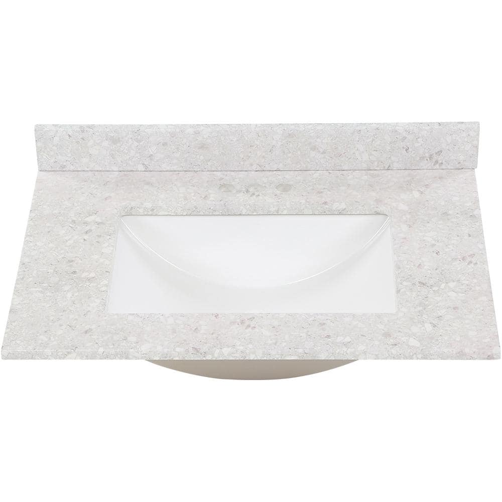 Home Decorators Collection 31 in. W x 22 in. D Engineered stone composite White Rectangular Single Sink Vanity Top in River Stone