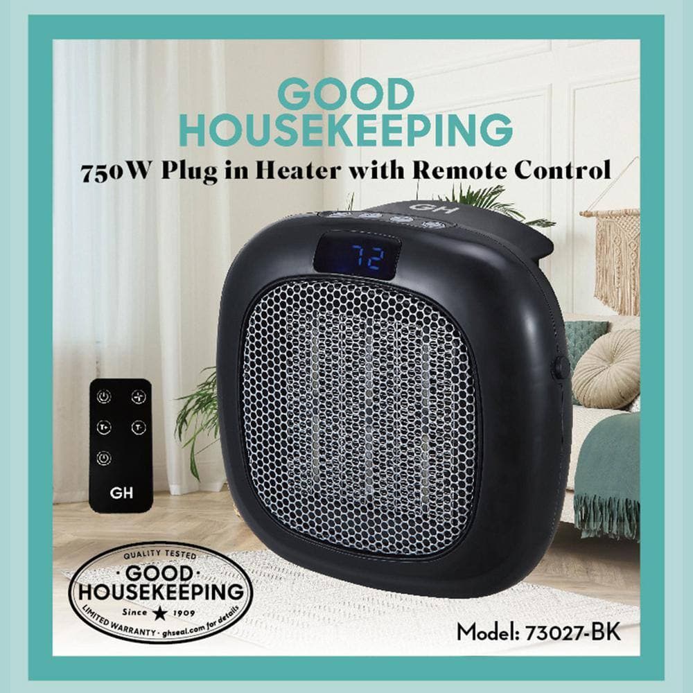 GOOD HOUSEKEEPING 750-Watt Wall-Mount Indoor Mini Electric Space Heater with Thermostat, Furnace (2)