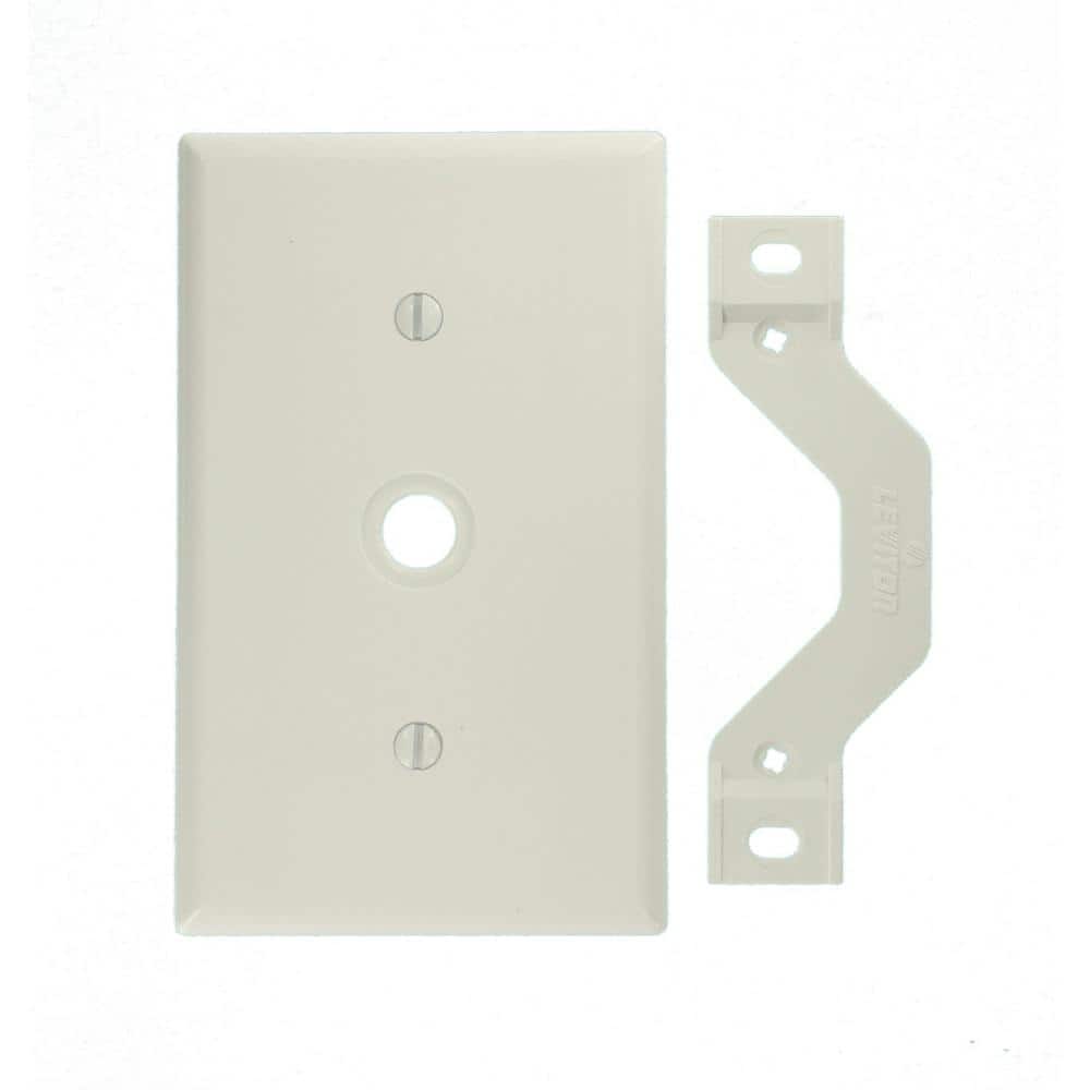 Leviton 1-Gang 0.406 in. White Phone/Cable Plastic Strap Mount Standard Wall Plate (1-Pack) 88018 (1)