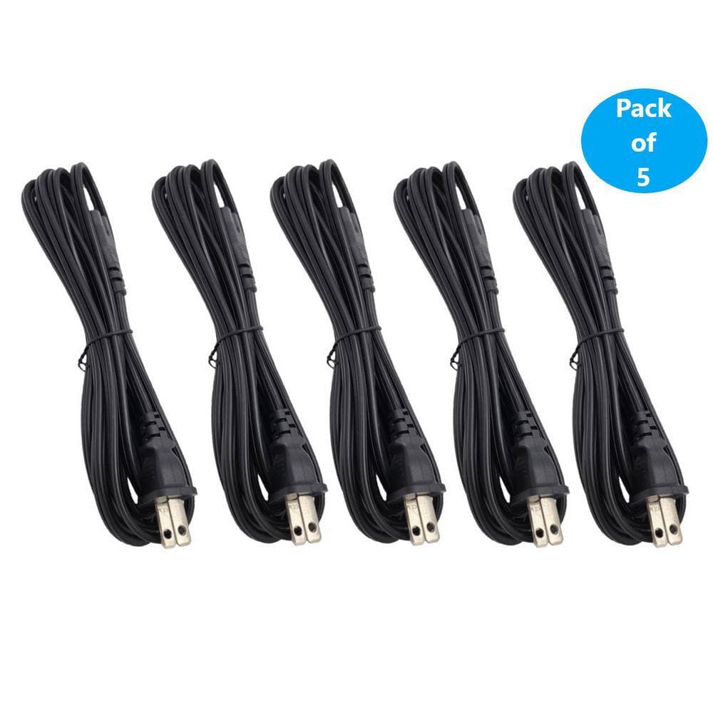Micro Connectors, Inc 6 ft. 18AWG 2-Prong Notebook/TV/Power Cord, UL Approved 7Amp/Black (5-Pack) (2)