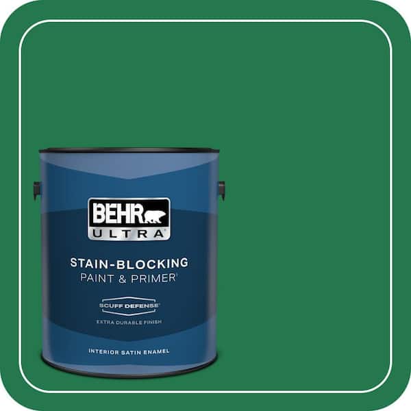 BEHR ULTRA 1 gal. #460B-7 Pine Grove Extra Durable Satin Enamel Interior Paint & Primer (2)