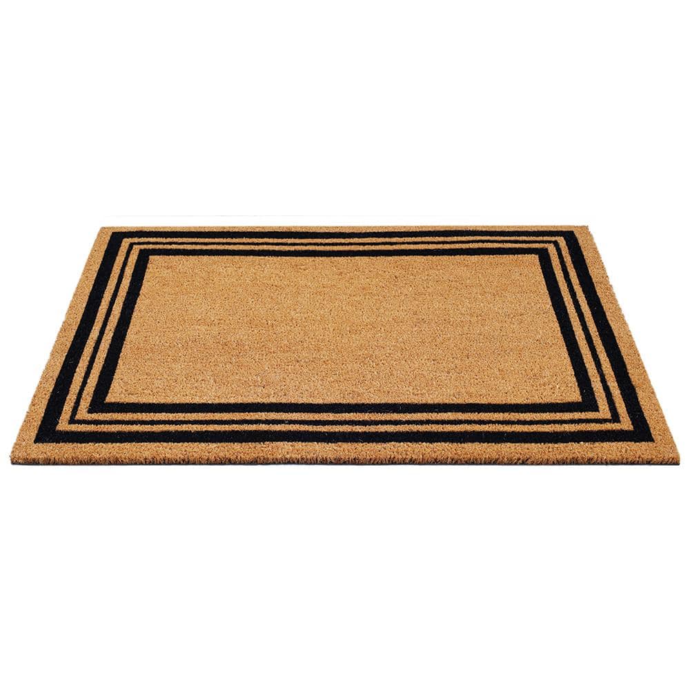 StyleWell Welcome Natural Black Border 24 x 36 Coir Non-Slip Outdoor Door Mat (4)