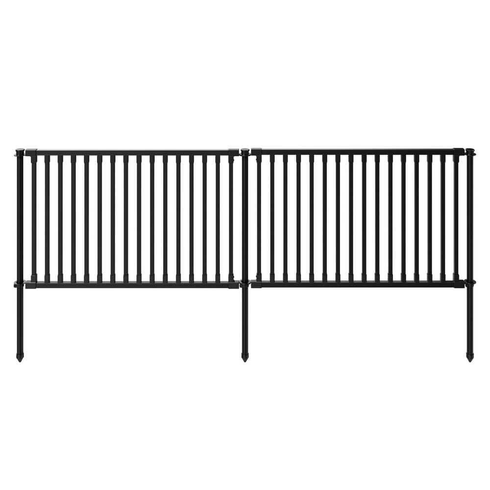 Zippity Outdoor Products 2 ft. H x 3 ft. W Zurich Black Poly-Steel Spaced Picket Flat Top Fence Panels (2-Panels) (1)