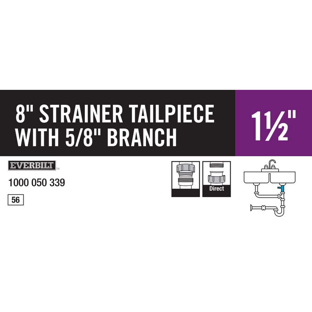 Everbilt 1-1/2 in. x 8 Trap Strainer Tailpce 1/2 Branch Plastic (4)