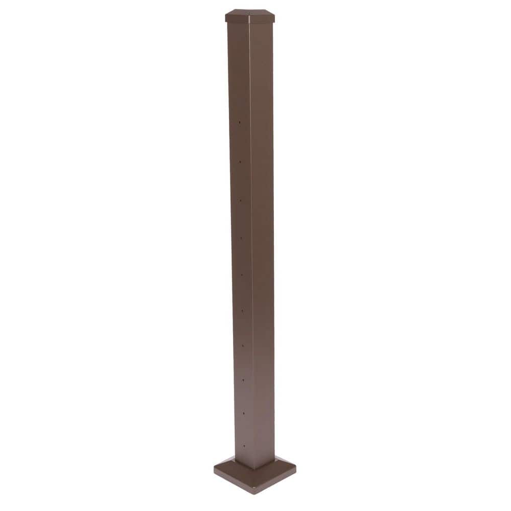 Deckorators Cable Rail 2-1/2 in. x 2-1/2 in. x 39 in. Weathered Brown Aluminum Line Post for Cable Railing System (1)