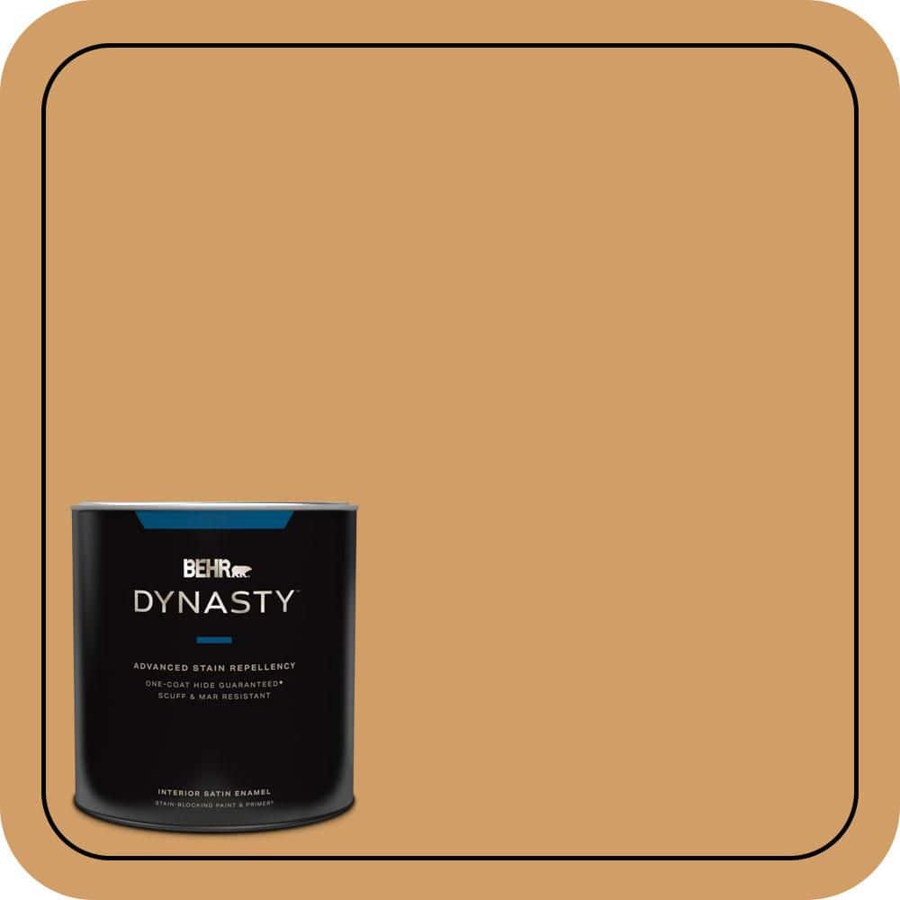 BEHR DYNASTY 1 qt. #MQ4-08 Golden Aura One-Coat Hide Satin Enamel Interior Stain-Blocking Paint & Primer