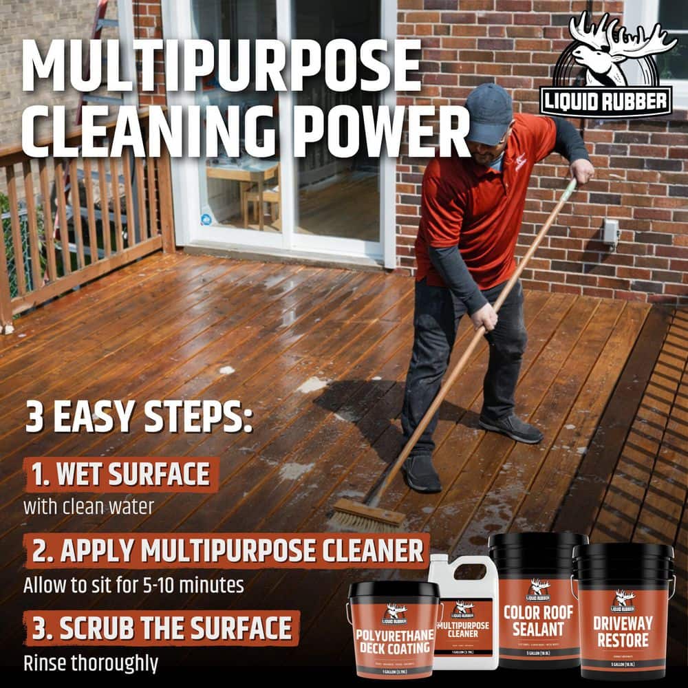 Liquid Rubber 1 Gal. Multipurpose Outdoor Cleaner for Wood, Concrete, Asphalt, Brick, Vinyl and More 128oz (3)