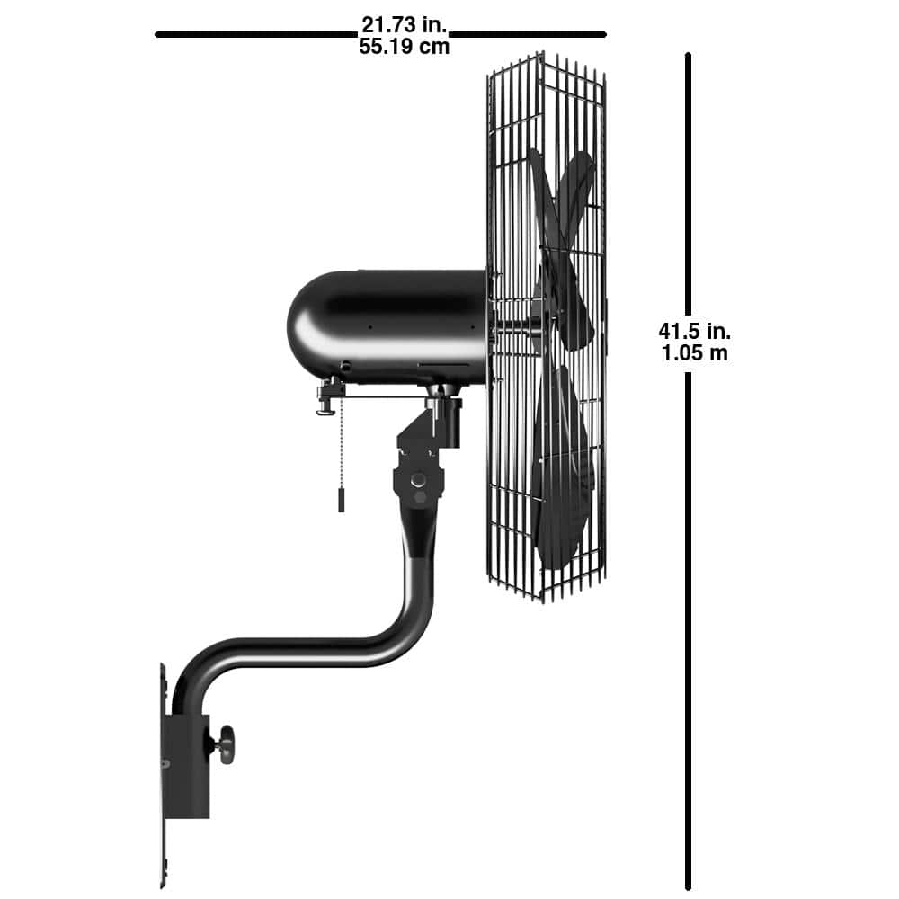 Hampton Bay 24 in. 3-Speed Oscillating High Velocity Black Wall Mount Fan with 3 Blades (3)