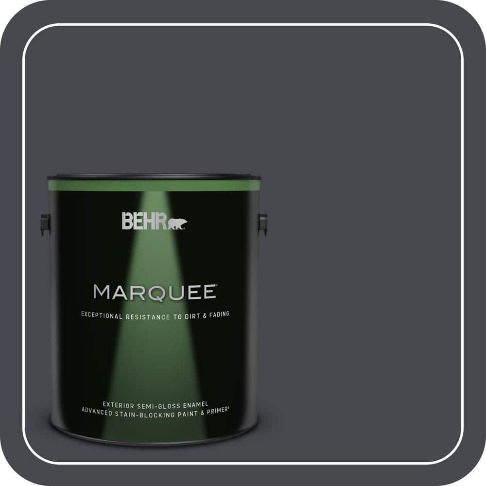 BEHR MARQUEE 1 gal. #N490-7 Ink Black Semi-Gloss Enamel Exterior Paint & Primer