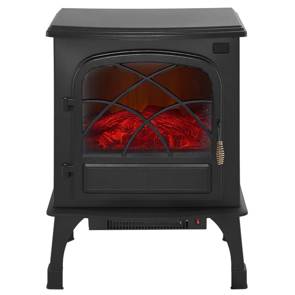 SKONYON Freestanding Electric Fireplace Stove, 25.5 in. 1500W 5120 BTU Infrared Heater with 3D Flames, Remote, Timer (2)