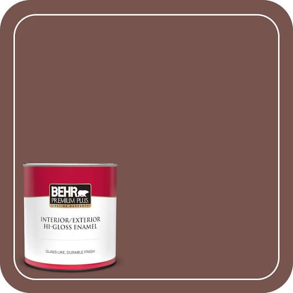 BEHR PREMIUM PLUS 1 qt. #PPU2-20 Oxblood Hi-Gloss Enamel Interior/Exterior Paint & Primer (2)