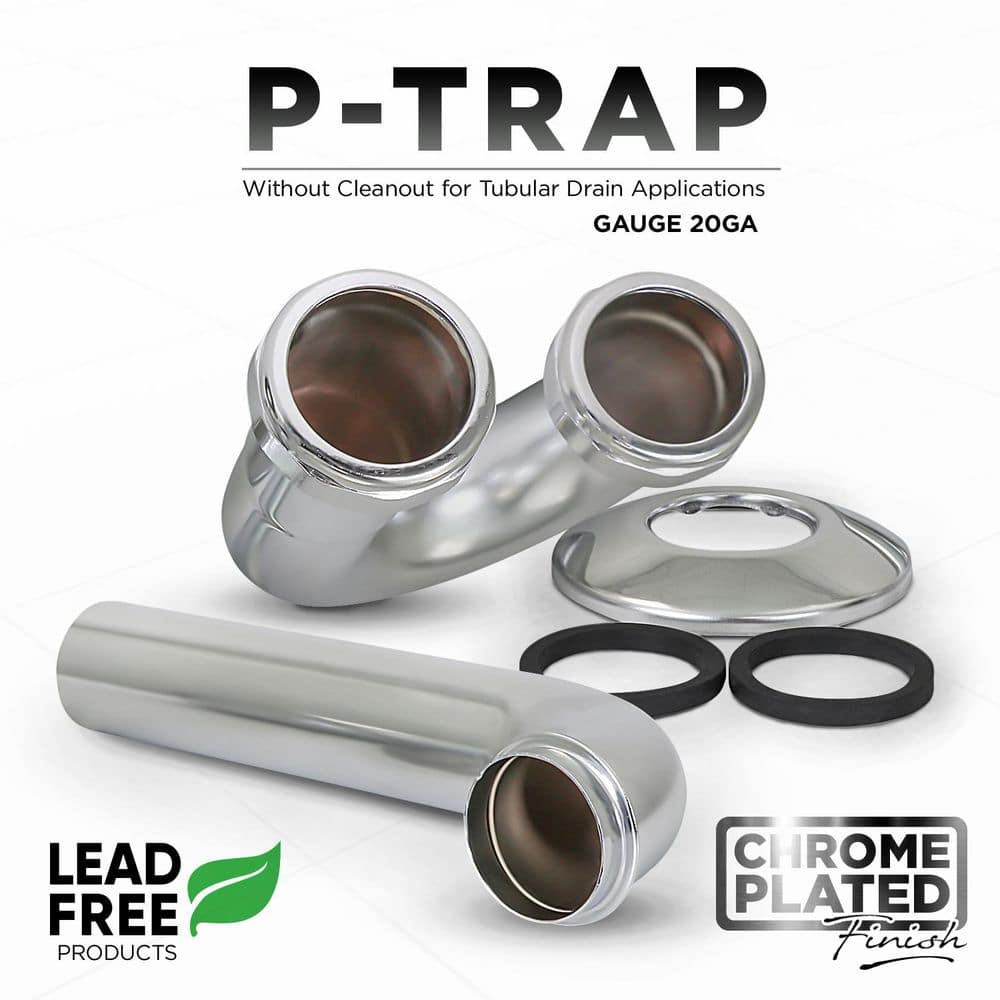 PLUMBFLEX 1-1/2 in. P-Trap for Tubular Drain Applications, 20GA Chrome Plated Brass (3)