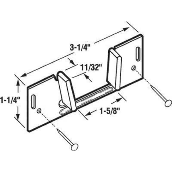 Prime-Line Sliding Pocket Door Bottom Guide, 1-5/8 in. x 1-1/4 in., Steel w/Plastic Guides (2)