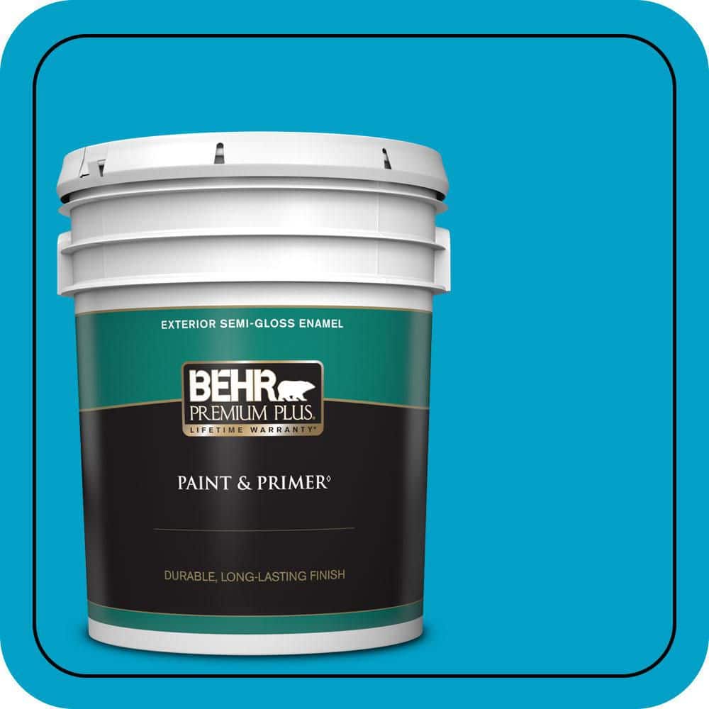 BEHR PREMIUM PLUS 5 gal. #P490-5 Yucatan Semi-Gloss Enamel Exterior Paint & Primer