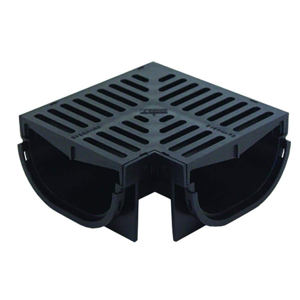 U.S. TRENCH DRAIN Compact Series 90 Deg. Corner for 3.2 in. D Trench and Channel Drain Systems w/Black Grate (3)