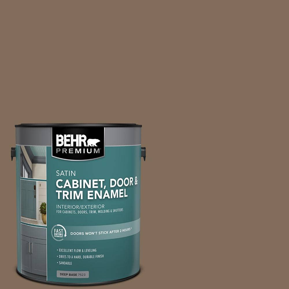 BEHR PREMIUM 1 gal. #MQ2-49 Kaffee Satin Enamel Interior/Exterior Cabinet, Door & Trim Paint (1)
