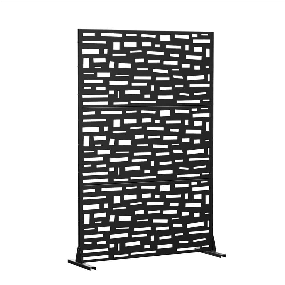 Dovelina 72 in. Gerald Metal Outdoor Garden Fence Privacy Screen Garden Screen Panels in Black (1)