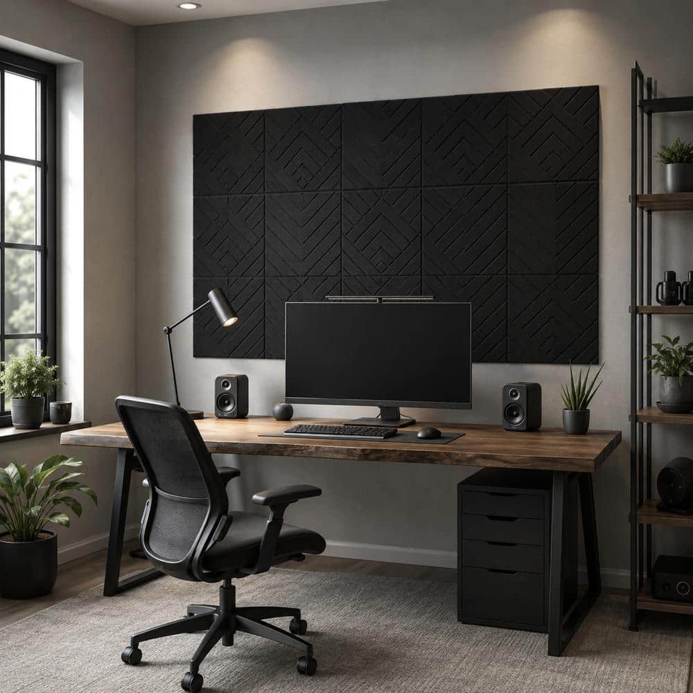 Unbranded 12x12x0.4 Acoustic Panels Self Adhesive Soundproof Wall Panels High Density Noise Dampening Black 10 Pack (2)