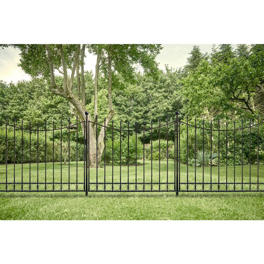 Vigoro Beaumont 53.3 in. x 3 in. x 3 in. Black Steel Fence Post and Stake (2)