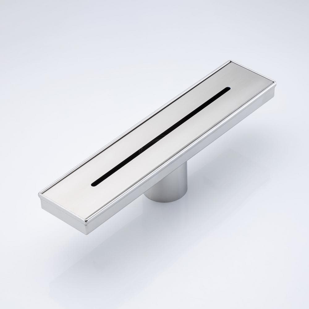 Flynama 12 in. Stainless Steel Linear Grid Shower Drain in Brushed Nickel (1)