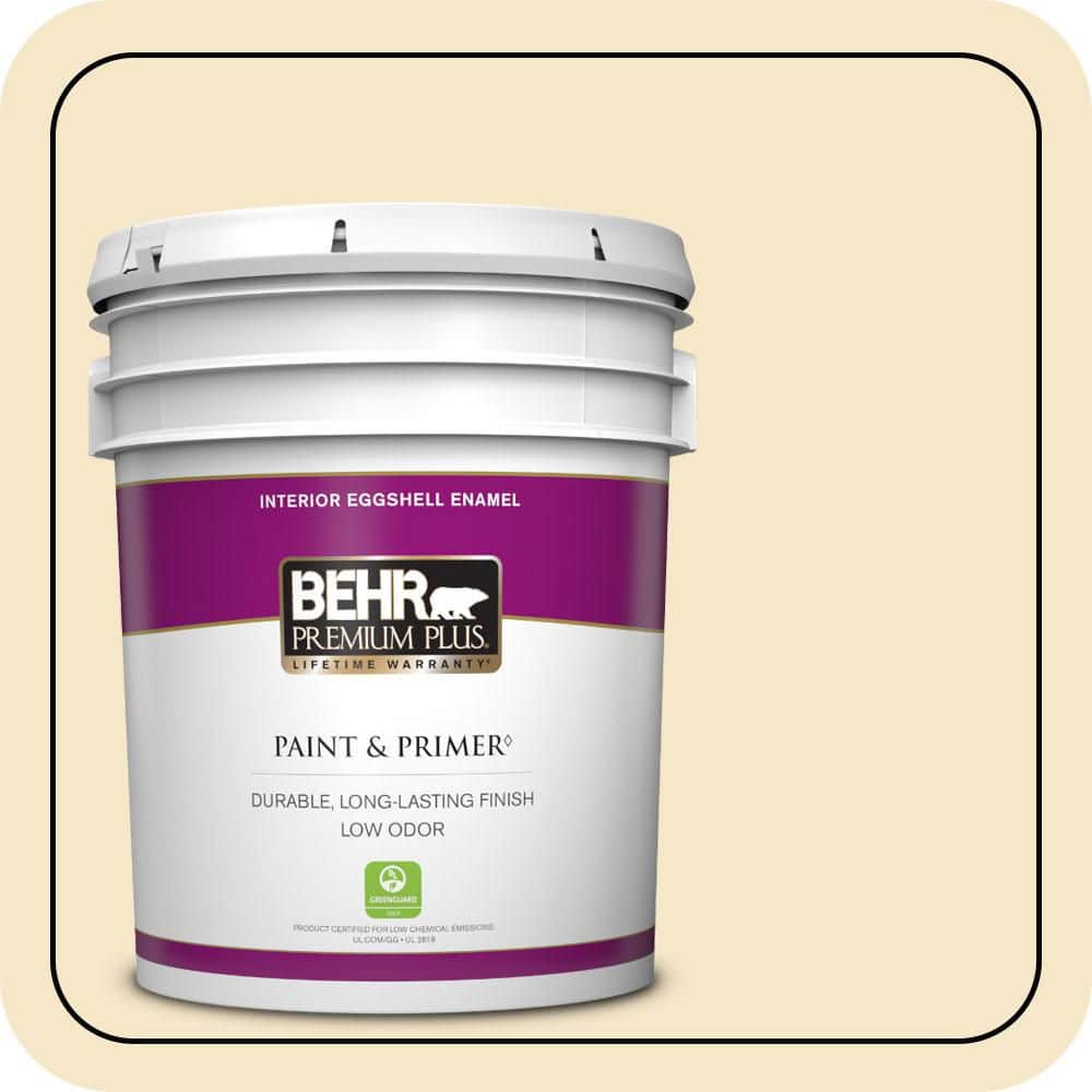 BEHR PREMIUM PLUS 5 gal. #M320-2 Rice Wine Semi-Gloss Enamel Low Odor Interior Paint & Primer (1)