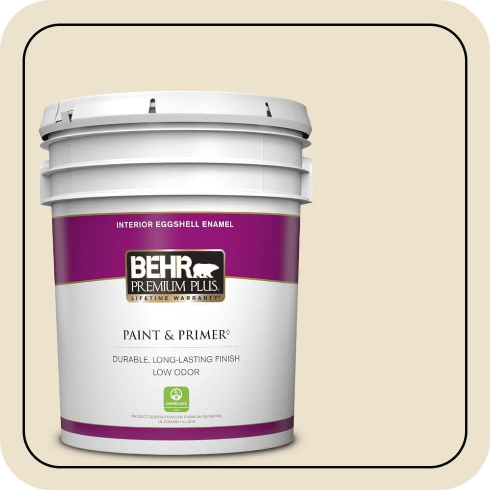BEHR PREMIUM PLUS 5 gal. #PPU7-15 Ivory Lace Eggshell Enamel Low Odor Interior Paint & Primer