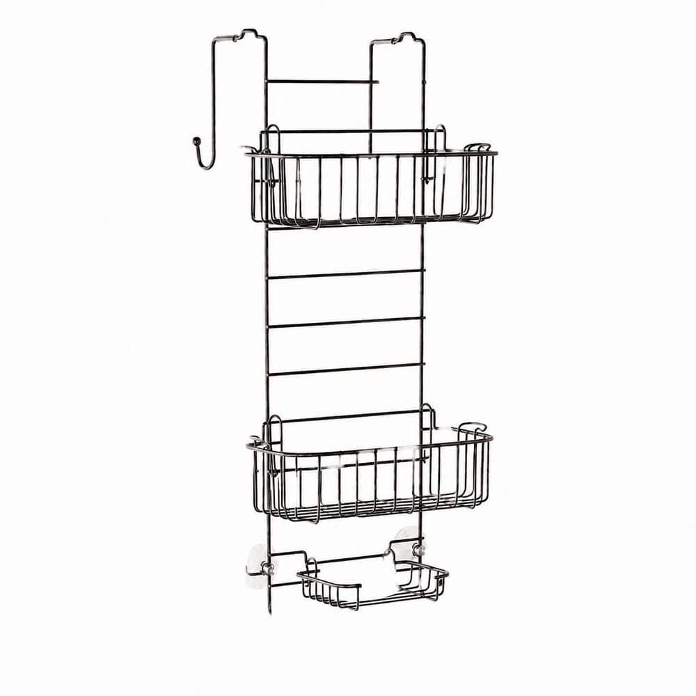 KHKFY Stainless Steel Hanging Shower Caddy with 2 Adjustable Shelves and Built-In Hooks, Heritage Bronze (1)