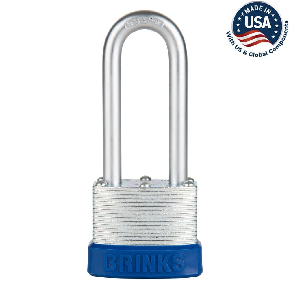 Brinks 1-1/8 in. (44 mm) Laminated Steel Keyed Padlock, 2-1/2 in. Shackle
