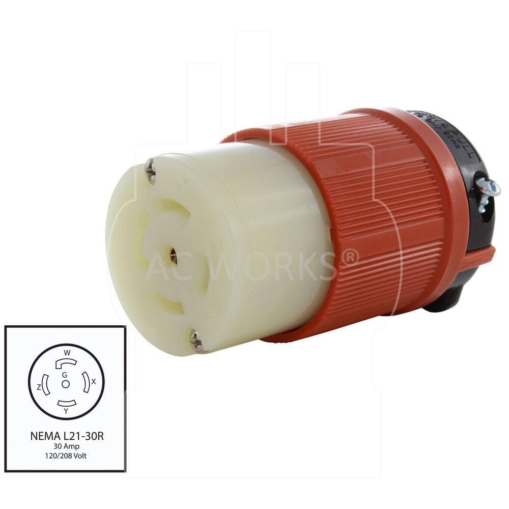 AC WORKS NEMA 30 Amp 3-Phase 120/208-Volt 3PY 5-Wire Locking Female Connector with UL C-UL Approval (2)